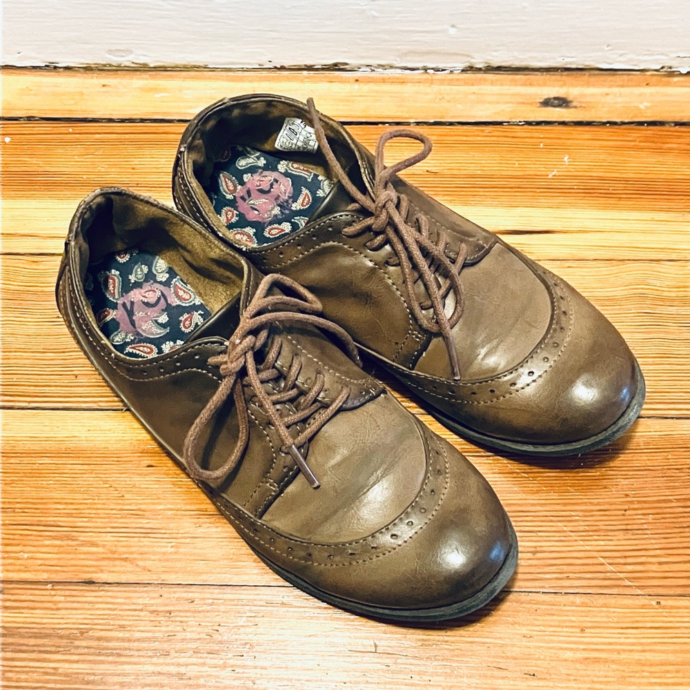 Brown leather oxfords